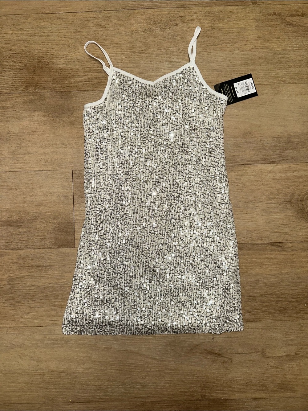 art class Girls Silver Sequin Slip Dress with Spaghetti Straps